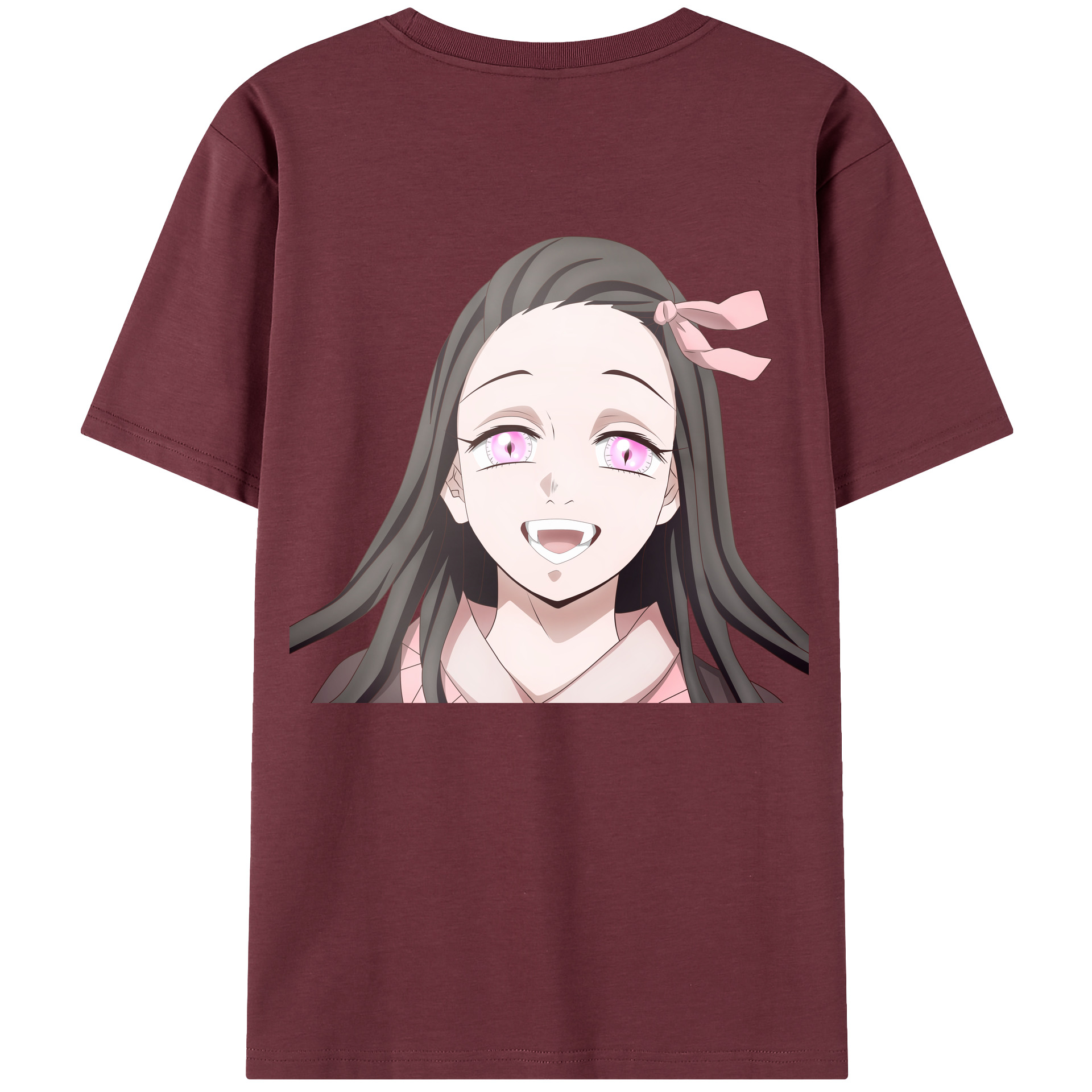 （画像用） 鬼滅の刃（きめつのやいば）竈門 禰󠄀豆子／かまど ねずこ Kamado Nezuko 綿100％半袖Tシャツ（背面プリント）
